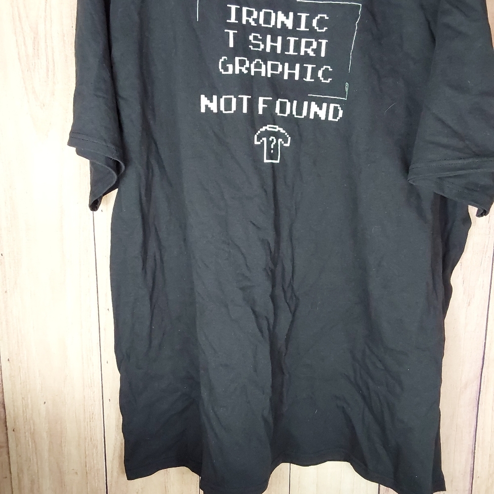 Error 404 Ironic T-Shirt Graphic Essential T-Shirt. Gray With Green Writing - Picture 8 of 11